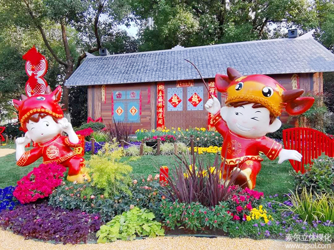 16 2021年1月杭州市下城區天目山路與莫干山路交叉口春節主題環境小品《歡歡喜喜過大年》  (4).jpg